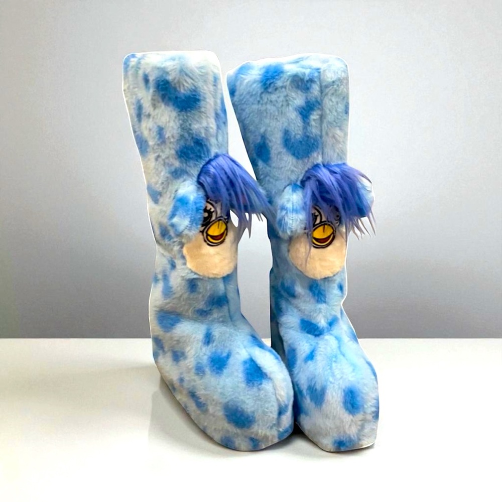 Furby dollskill rare sold out y2k blue furry boots size 7 dolls kill